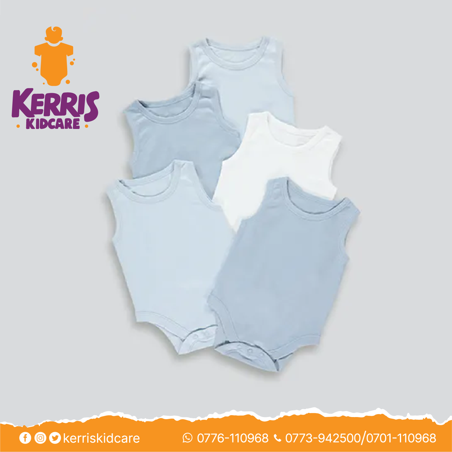 Boys 5 Pack Sleeveless Bodysuits